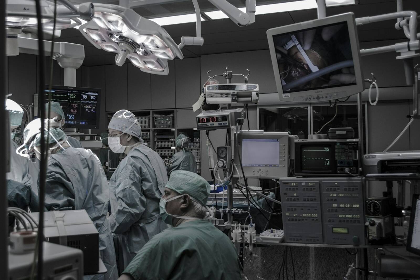 Surgical team at work in an operation theatre